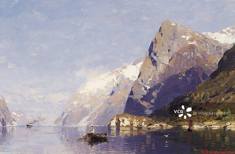 挪威的冰蓝色峡湾图片素材