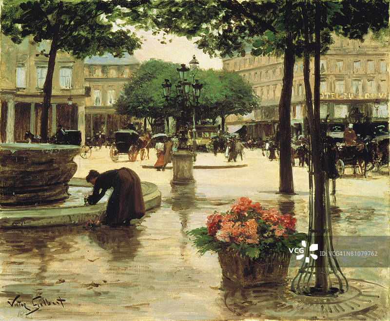 巴黎卢浮宫附近的花卉销售员图片素材