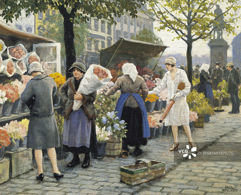 哥本哈根丹麦霍布罗广场的花卉市场图片素材