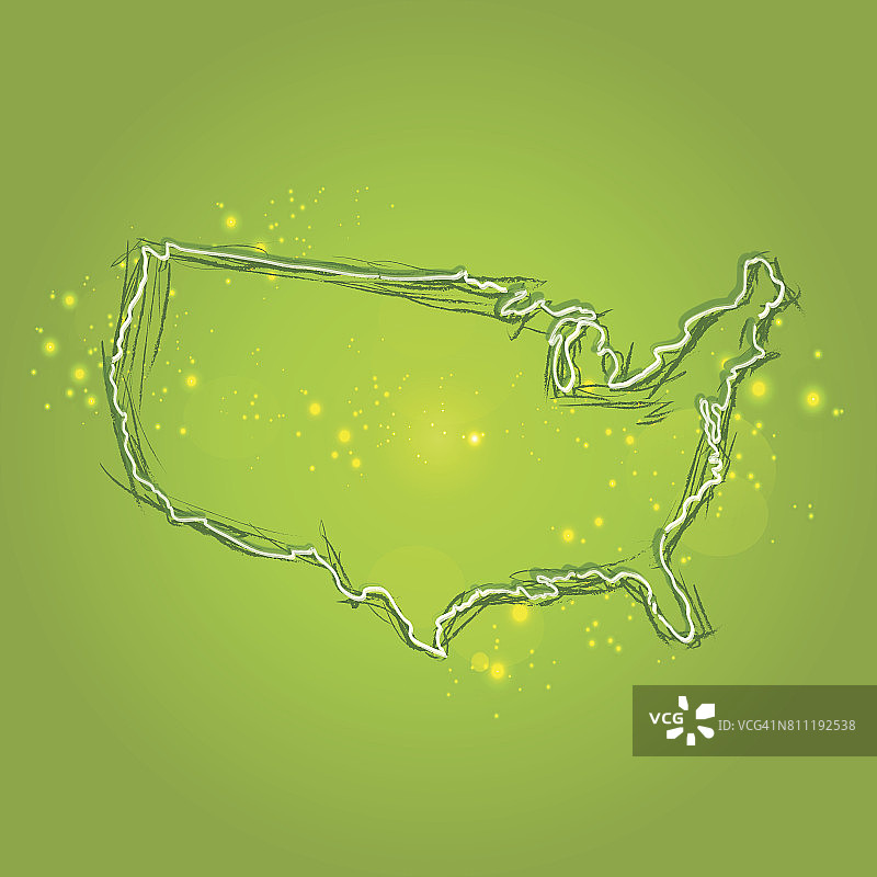 未来感美国地图，绿色太空背景图片素材