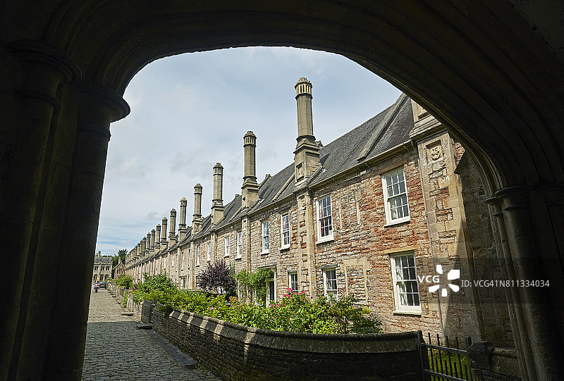 韦尔斯牧师公馆的历史阶梯式住宅（萨默塞特郡）图片素材