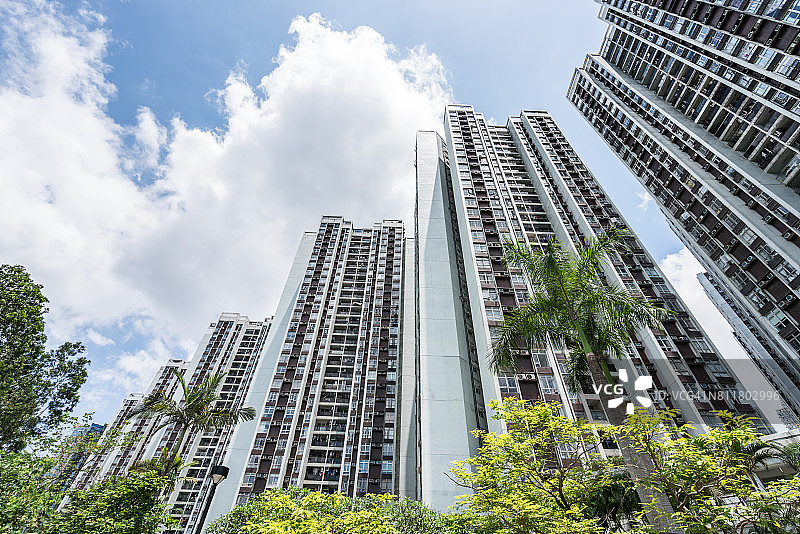 香港的低角度摩天大楼景观图片素材