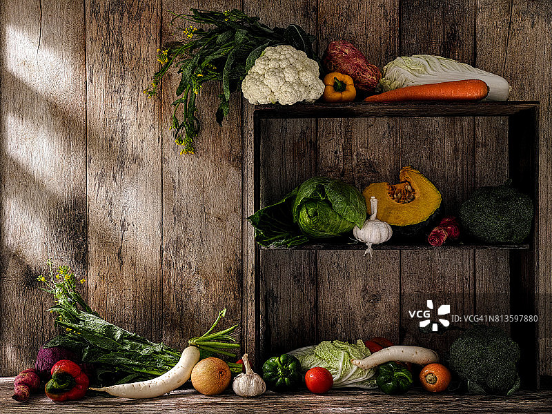 乡村木架蔬菜图片素材