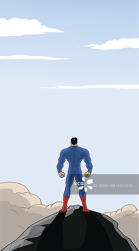 带文案空间的超级英雄背面图图片素材