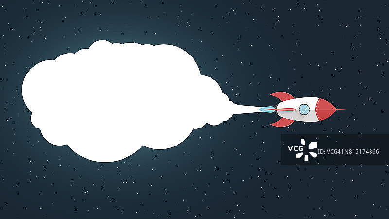 卡通红色火箭太空飞行扁平风插画图片素材