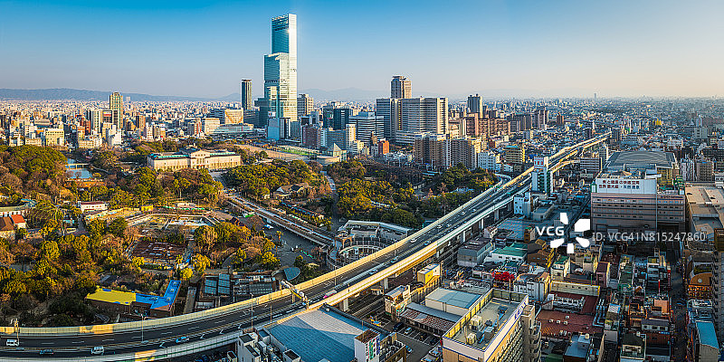 大阪阿倍野Harukas空中鸟瞰摩天大楼城市景观图片素材