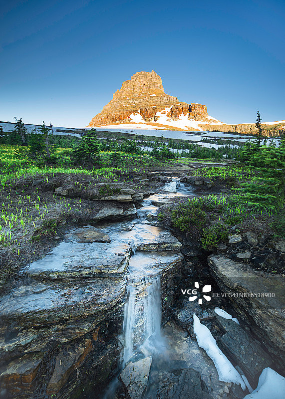 冰川国家公园洛根山口的雷诺兹山图片素材