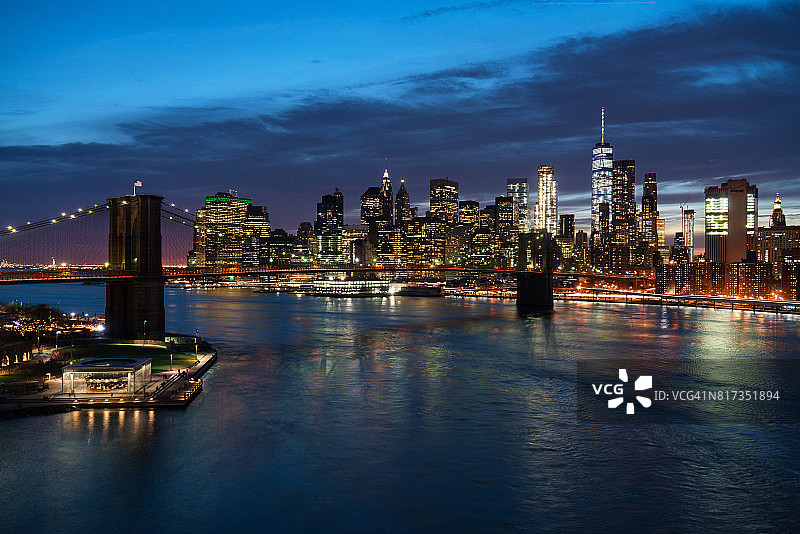 布鲁克林大桥和曼哈顿下城图片素材
