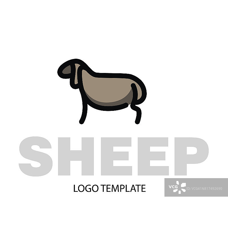 绵羊或公羊的线性风格绘画图片素材