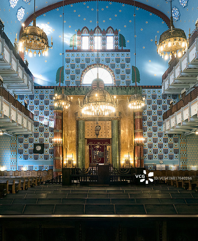 匈牙利布达佩斯东正教犹太教堂内部图片素材