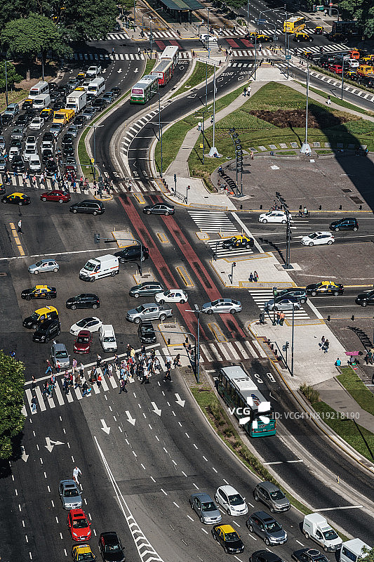 阿根廷布宜诺斯艾利斯七月九日大道交通航拍图图片素材