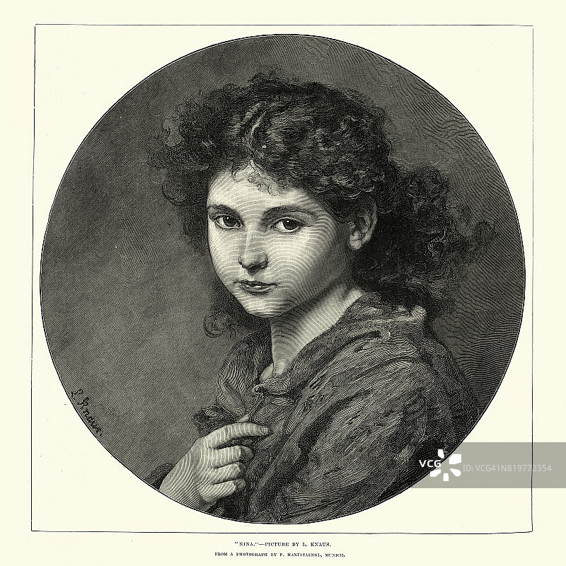 L·克瑙斯创作的维多利亚时期的年轻女孩尼娜，1891年图片素材