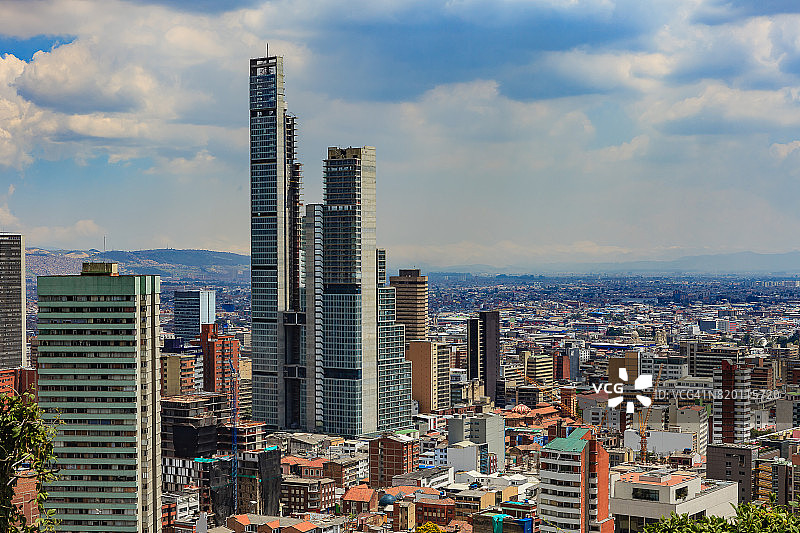 哥伦比亚波哥大：安第斯山脉南美首都城市高角度景观-BD Bacatá建筑图片素材