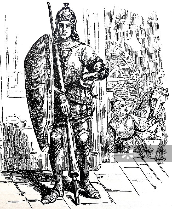 尼伯龙根：骑士站立，另一位骑士在他身后图片素材