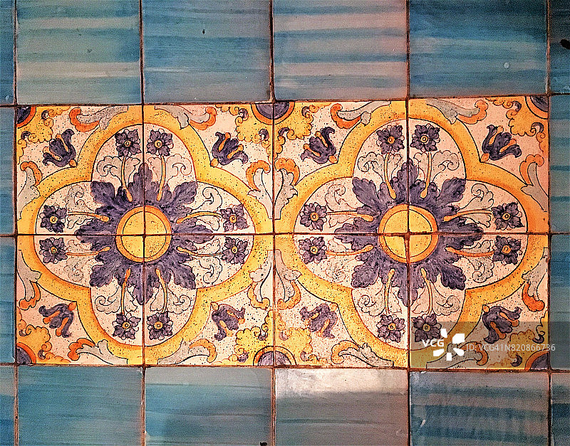 西西里岛马略卡瓷砖地板图片素材