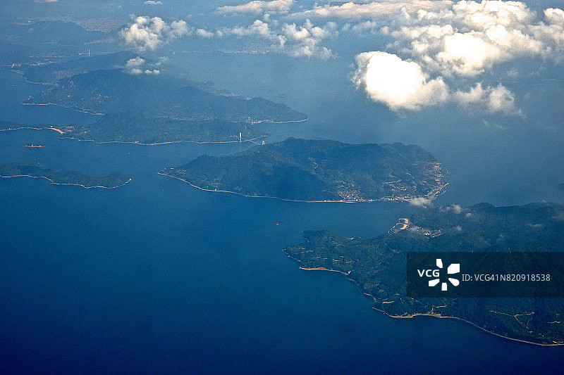 濑户内海大崎下岛和丰岛航拍景观图片素材