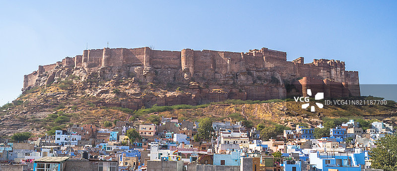 印度拉贾斯坦邦焦特布尔梅兰加尔堡与蓝色之城图片素材