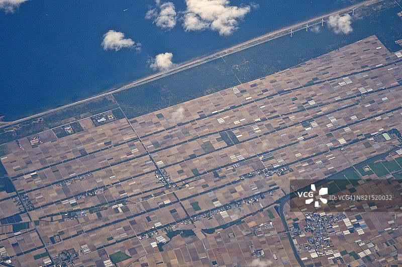 飞机航拍爱知县田原市渥美半岛的田野图片素材