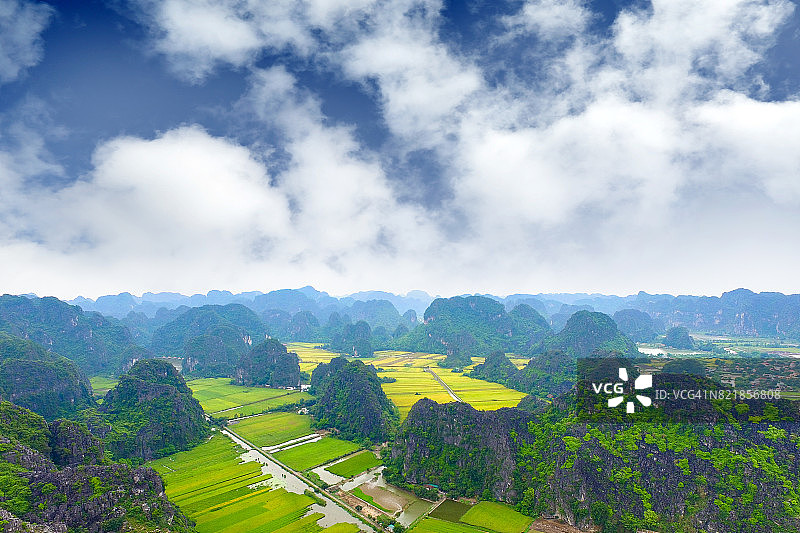 越南宁平省三谷鸟瞰图片素材