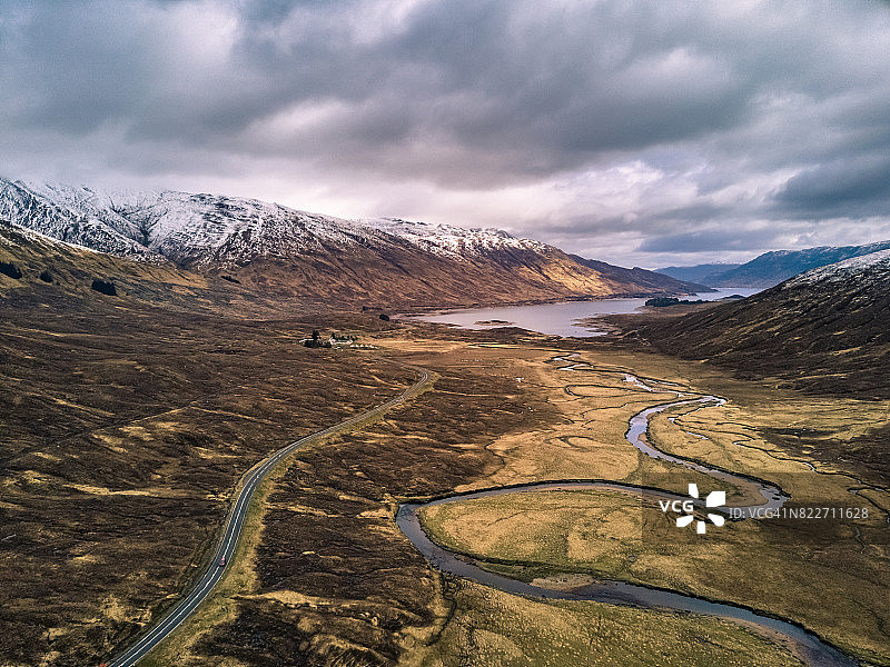 英国苏格兰克卢尼湖航拍图片素材