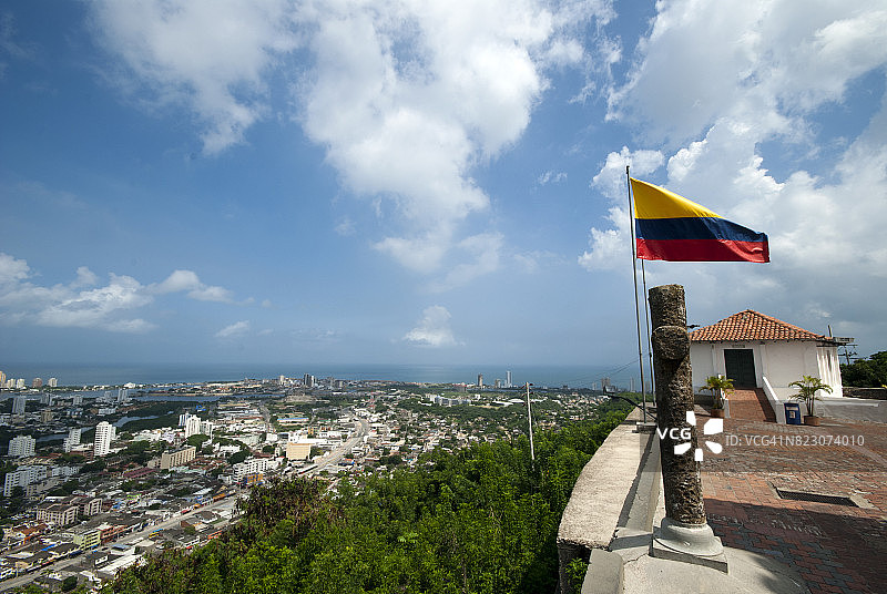 从哥伦比亚卡塔赫纳拉波帕修道院看到的景色图片素材