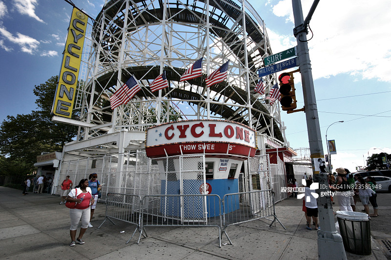 科尼岛的旋风过山车，位于纽约市布鲁克林区的游乐园（2008年）图片素材