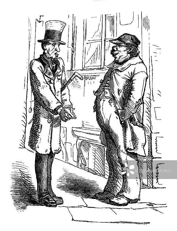 两个成年男子在街上交谈-1867图片素材