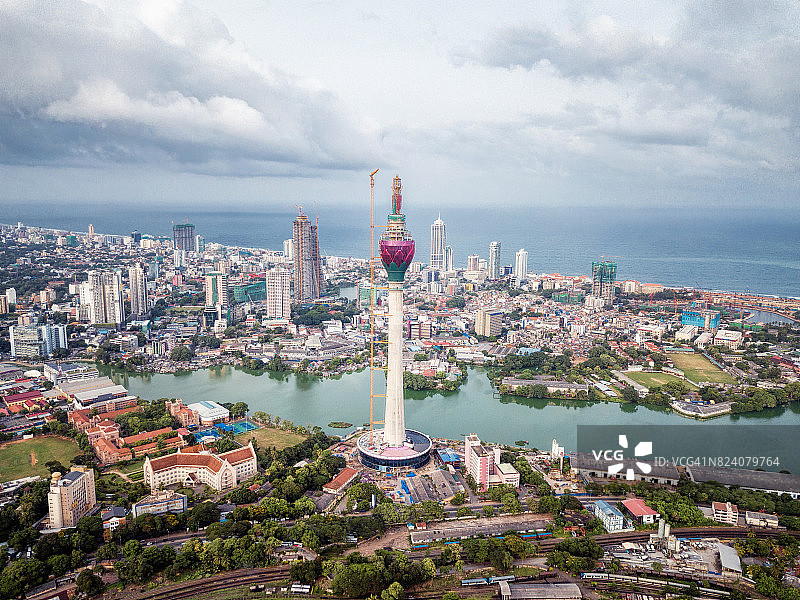 斯里兰卡科伦坡市的无人机照片图片素材