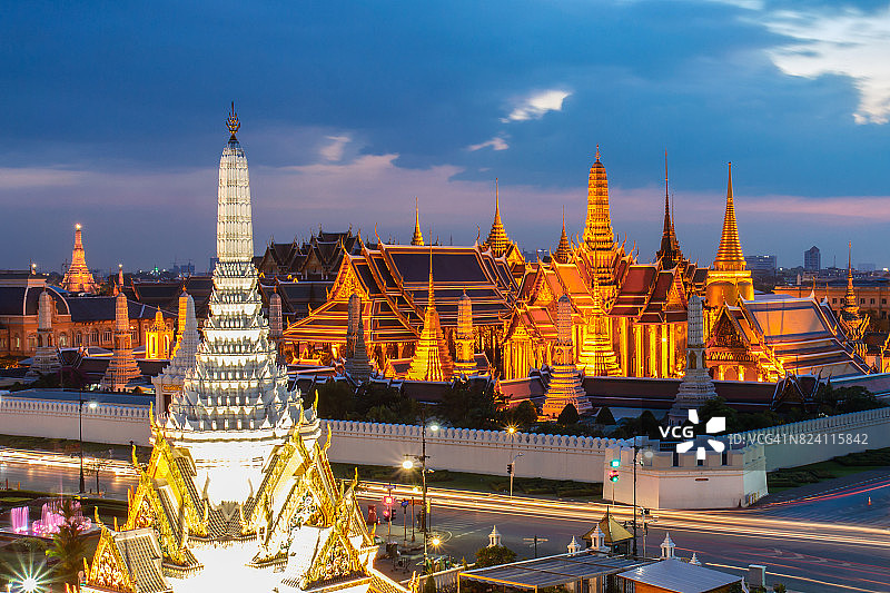 曼谷著名景点玉佛寺和大皇宫图片素材