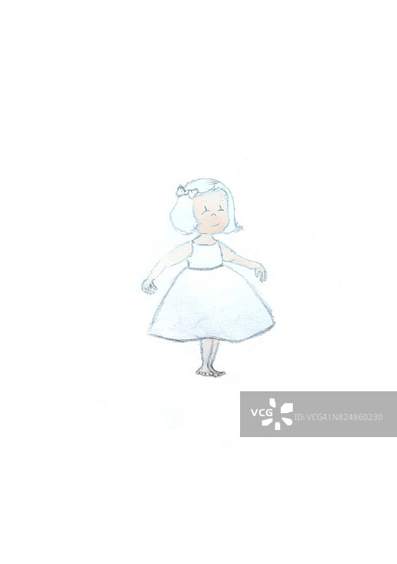 小女孩速写图片素材