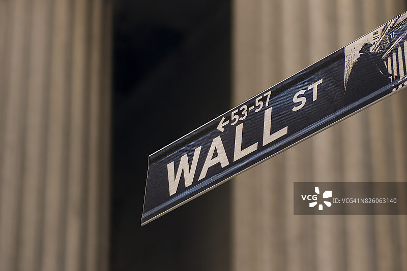 纽约市曼哈顿金融区华尔街路标图片素材