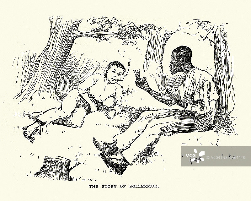 哈克贝利·费恩历险记：吉姆讲述索勒蒙的故事图片素材