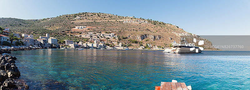 希腊伯罗奔尼撒利梅尼村全景照片图片素材