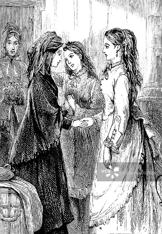 庄园里四个女人的聚会图片素材