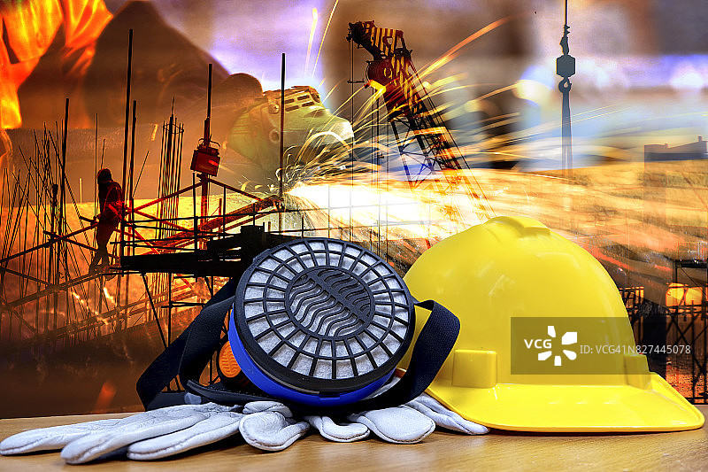 标准建筑安全和施工现场背景。安全概念。图片素材