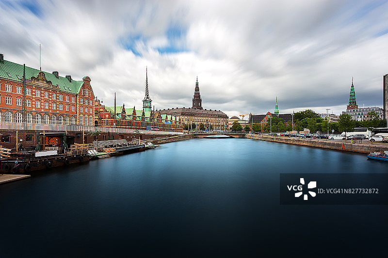 克里斯蒂安堡宫：夏季运河景色图片素材