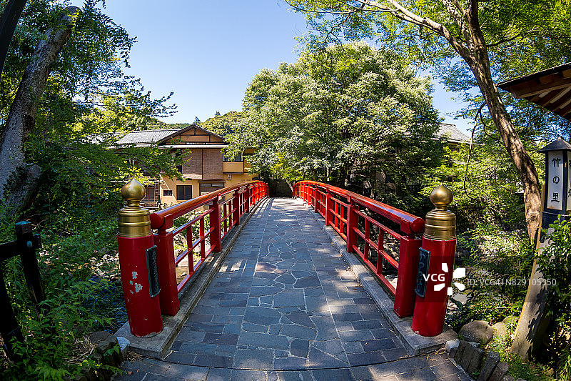 修善寺竹林小径的桂桥图片素材