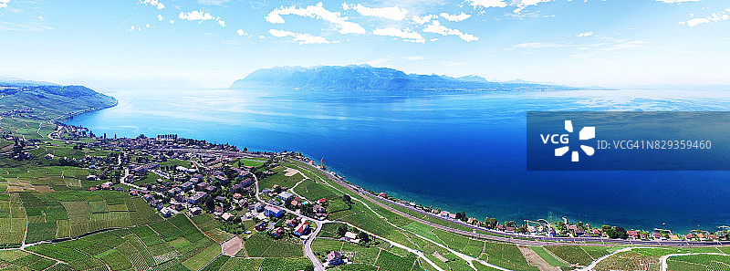 空中湖景全景照片图片素材