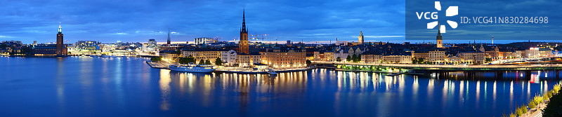 斯德哥尔摩夜景全景图片素材