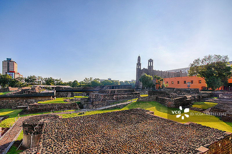 墨西哥墨西哥城特拉特洛尔科的阿兹特克神庙遗址图片素材
