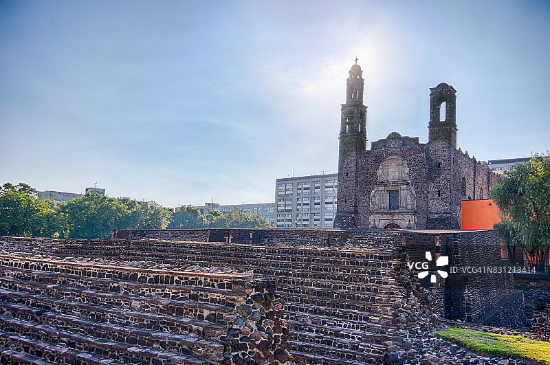 墨西哥墨西哥城特拉特洛尔科的阿兹特克神庙遗址图片素材