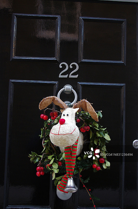 驯鹿圣诞花环门饰图片素材