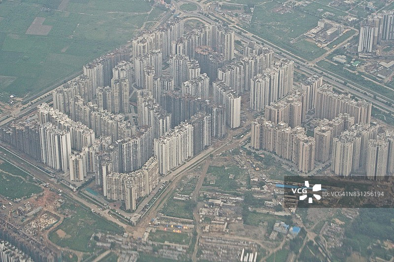 印度北方邦诺伊达住宅区航拍日景图片素材