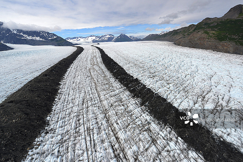 阿拉斯加熊冰川鸟瞰图图片素材