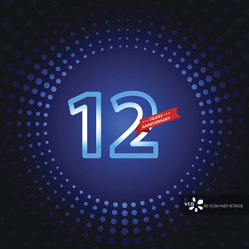 蓝色背景十二周年纪念图标图片素材