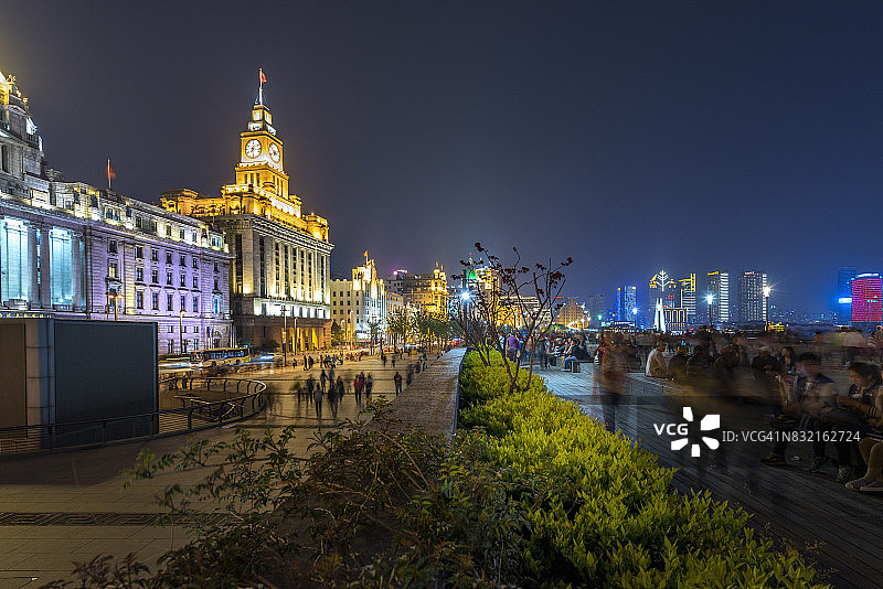 中国上海的外滩：著名地标图片素材