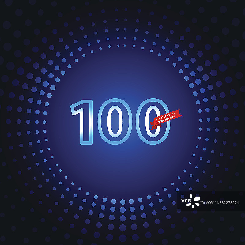 一百周年纪念蓝色背景图标图片素材