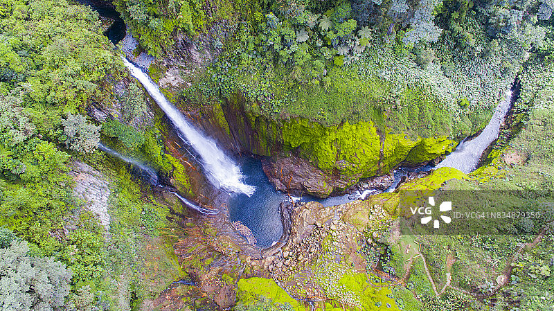 哥斯达黎加托罗瀑布鸟瞰图图片素材