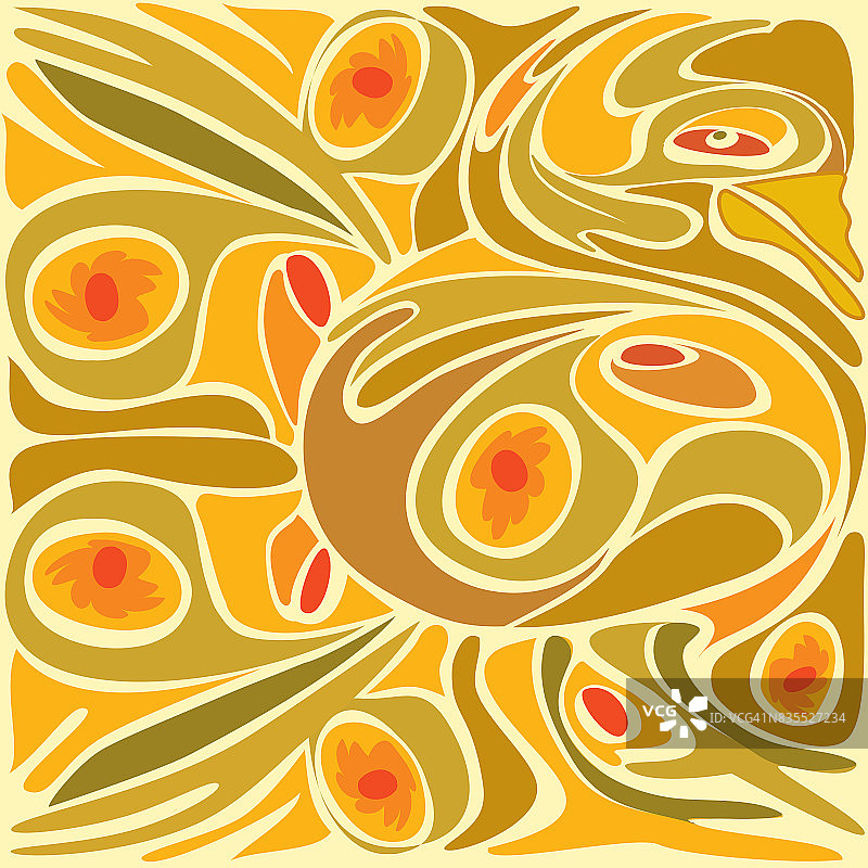 金色抽象公鸡图案图片素材