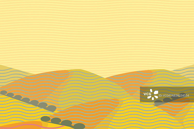 加利福尼亚州干燥山丘景观插画图片素材